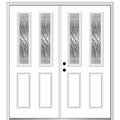 60 in. x 80 in. Grace Right-Hand Inswing 2-Lite 2-Panel Decorative Primed Steel Prehung Front Door on 6-9/16 in. Frame