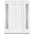 60 in. x 80 in. Premium 6-Panel Right-Hand/Inswing Primed Steel Prehung Front Door with Two 10 in. 5 Lite Sidelite