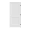 34 in. x 80 in. 2-Panel Left Hand Solid Wood Primed White MDF Single Prehung Interior Door with Matte Black Hinges