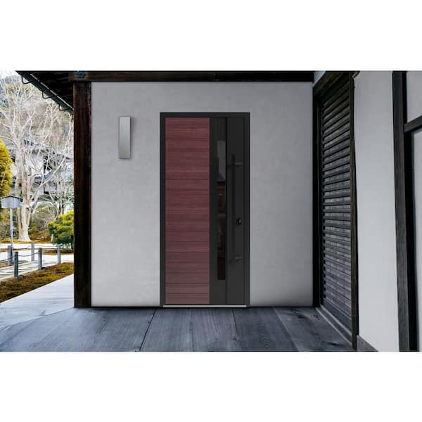 0162 36 in. x 80 in. Left-hand/Inswing Tinted Glass Red Oak Steel Prehung Front Door with Hardware