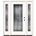 63.5 in. x 81.625 in. Sapphire Patina Full Lite Unfinished Smooth Left-Hand Fiberglass Prehung Front Door with Sidelites