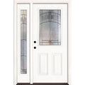 50.5 in. x 81.625 in. Rochester Patina 1/2 Lite Unfinished Smooth Right-Hand Fiberglass Prehung Front Door with Sidelite