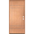SUMMIT Modern 36 in. x 79 in. Left-Hand/Inswing 10-Grid Solid Panel Teak Stain Fiberglass Prehung Front Door