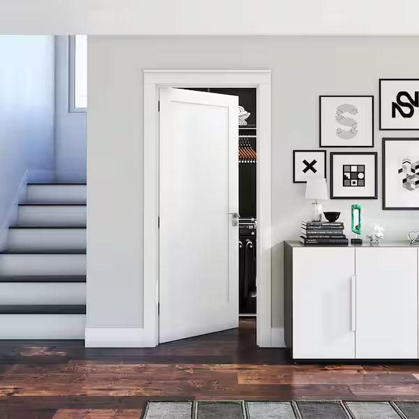 30 in. x 80 in. x 1-3/8 in. Shaker White Primed 1-Panel Solid Core Wood Interior Slab Door