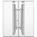 1713 72 in. x 80 in. Right-hand/Inswing Tinted Glass White Enamel Steel Prehung Front Door with Hardware