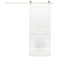 42 in. x 84 in. Shaker 2-Panel Primed Wood Interior Barn Door with Satin Nickel Hardware