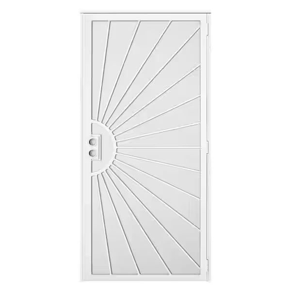 36 in. x 80 in. Solana White Surface Mount Outswing Steel Security Door with Perforated Metal Screen